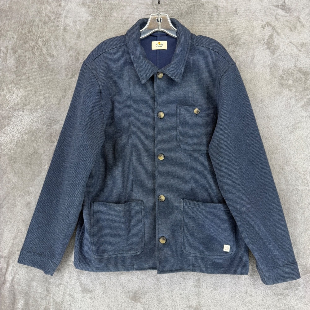 Marine Layer Chore Jacket Mens Large Blue Cotton Blend Button Up Style 14791